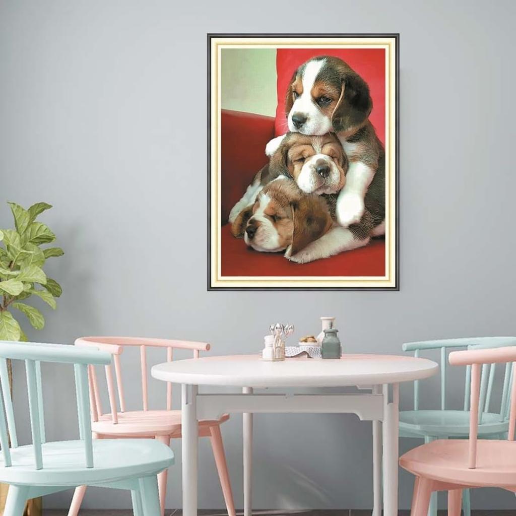 Gofission 11ct Stamp Cross Stitch Kit for Animal 3 DIY Preprinted Cross Stitch Embroidery Set with Wall 36x46cm Adults, Beginners, Design Dogs,