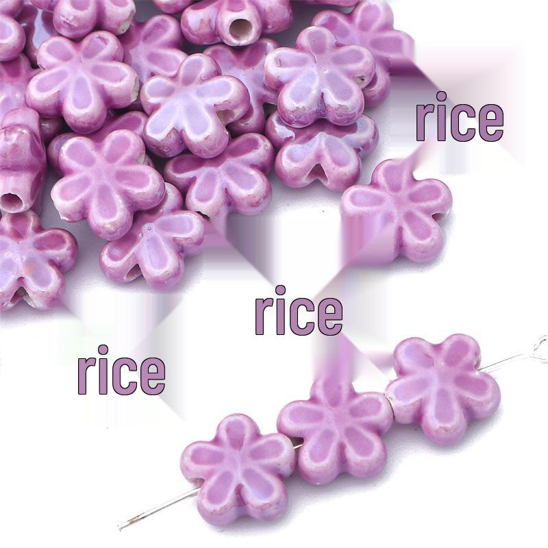 Five-Petal Flower Ceramic Beads for DIY Jewelry Making