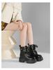 Women's British Style Lace-Up Ankle Boots - Genuine Leather, Thick Sole, Heightening, Autumn/Winter 2025