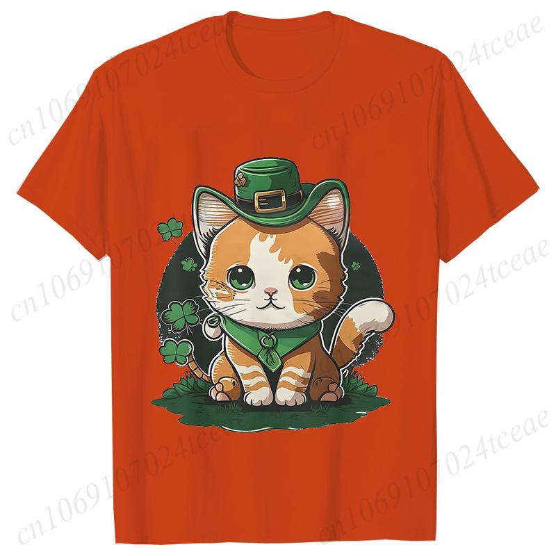 New Summer Tshirts St Patricks Day Irish Cat Happy St Patricks Fashion Womens Oversized TShirt Casual Womens Clothing Tops