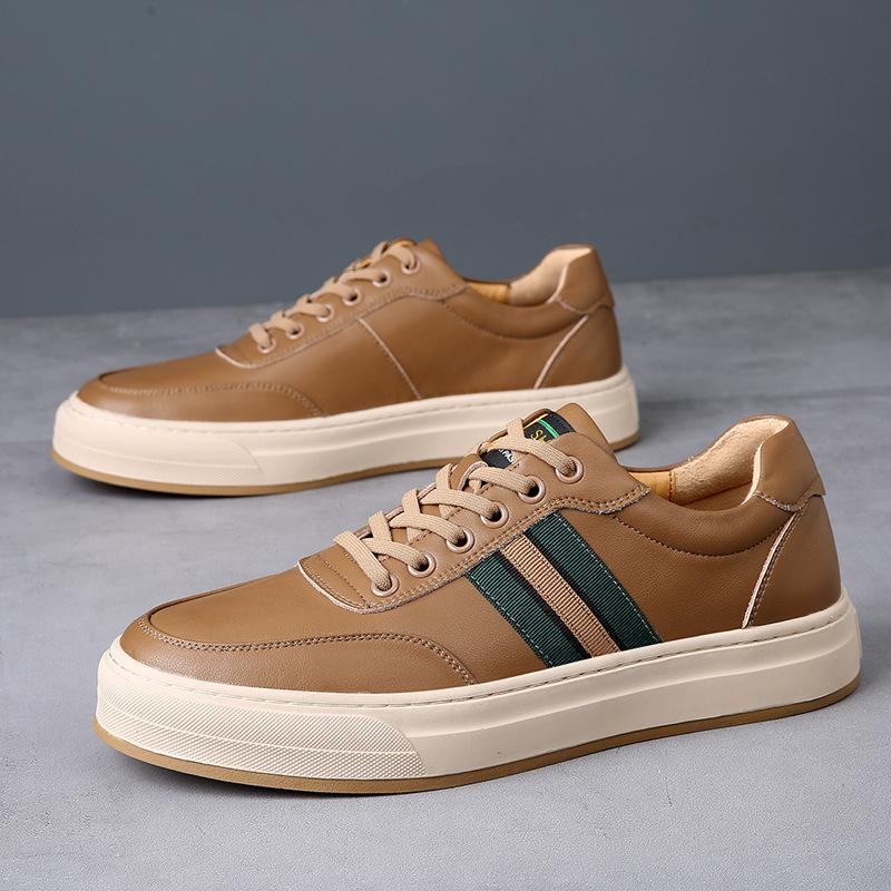 

Весенние мужские туфли дышащие тонкие 2025 новые модные туфли кожаные универсальные повседневные туфли для серфинга мягкие коровьи белые туфли для мужчин 44 темно-коричневого