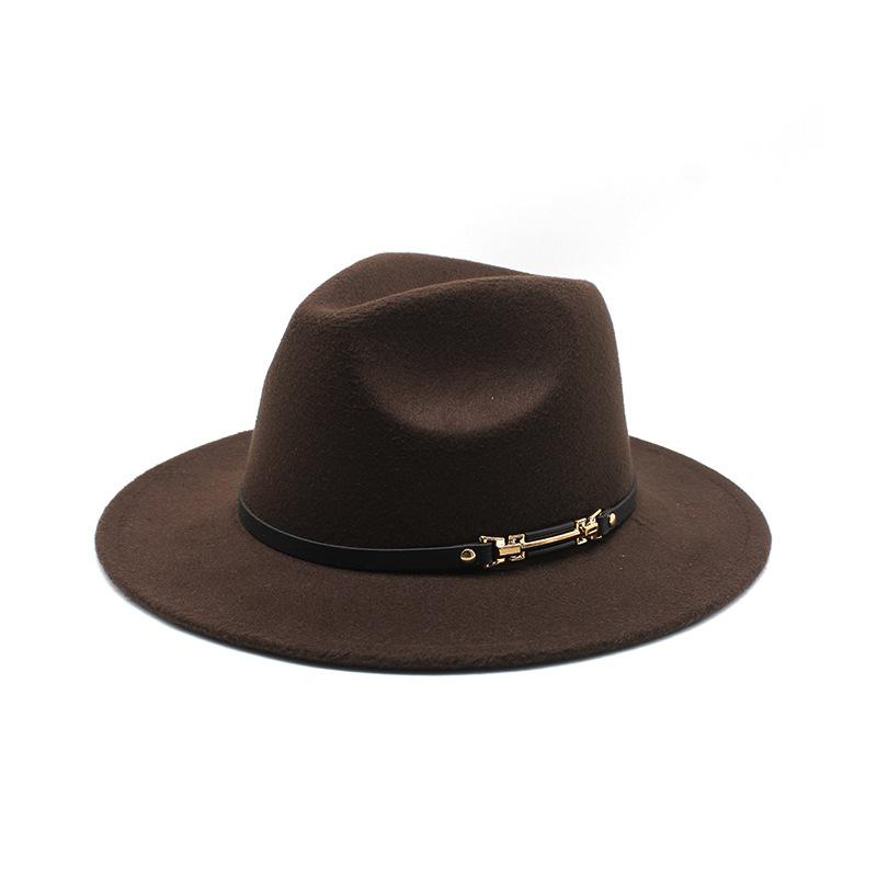 Wool Top Hat Jazz Hat Retro Black Wool Woolen Jazz Hat Flat-Brimmed Big Eaves Hat Jz-70