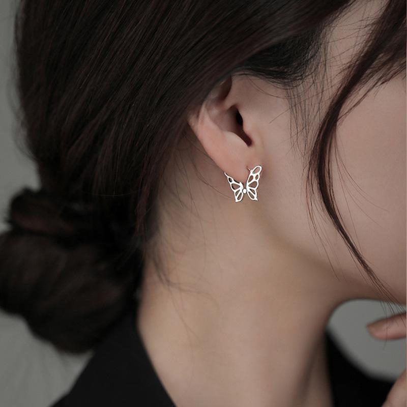 New 1 Pair Silver Plated Butterfly Earrings for Women Trendy Female Party Jewelry Gift Girls