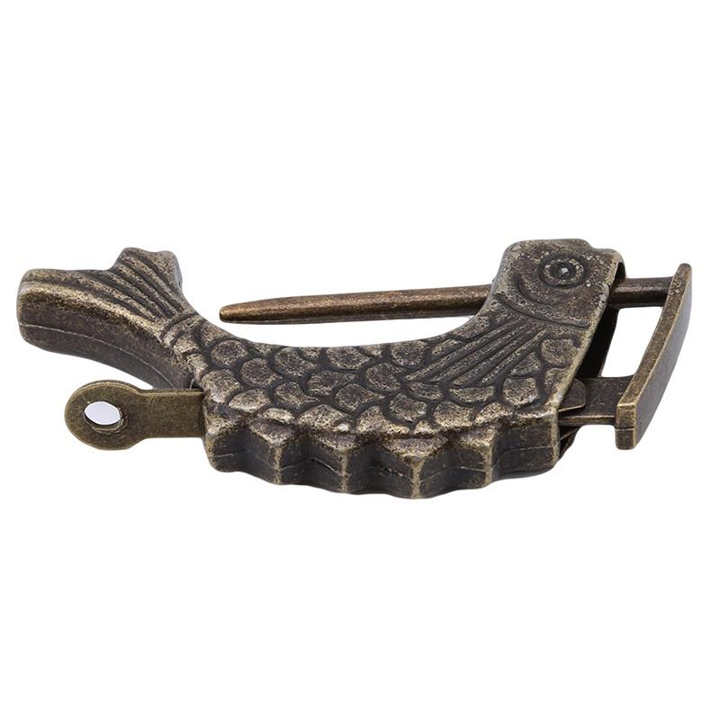 Antique Chinese Fish Lock Old Wooden Box Lock Jewelry Chest Box Lock