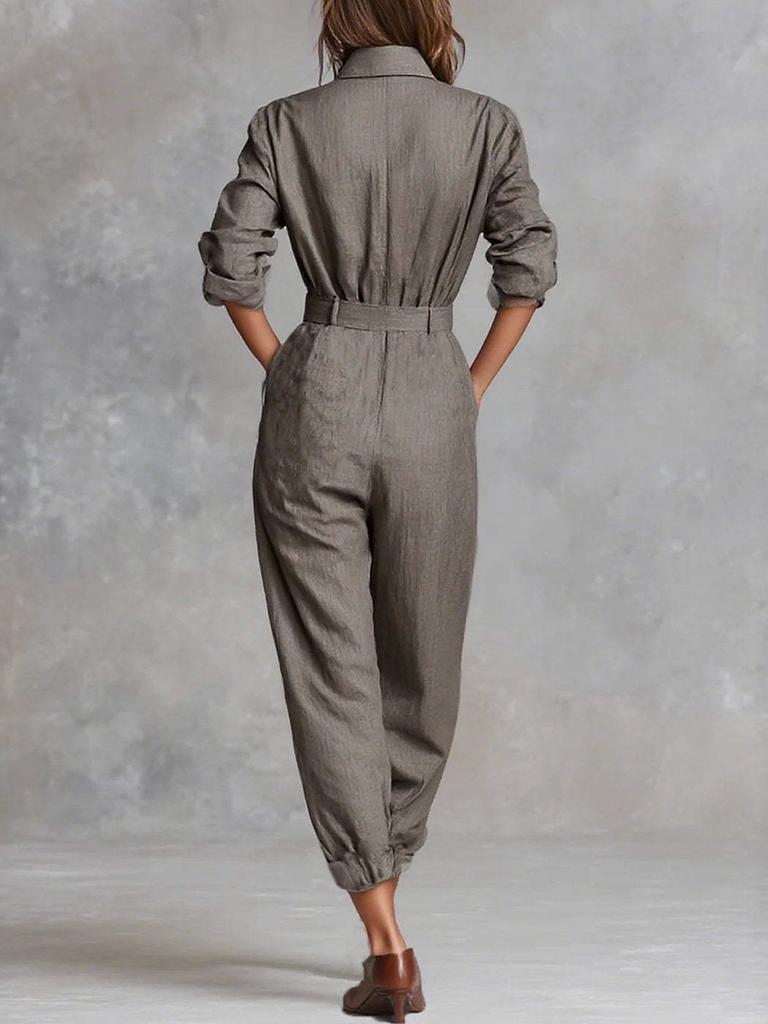 Damen Langarm Hemdkleid mit Tasche Strampler und Hose