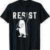 Resist Penguin with Fish Graphic T-shirt