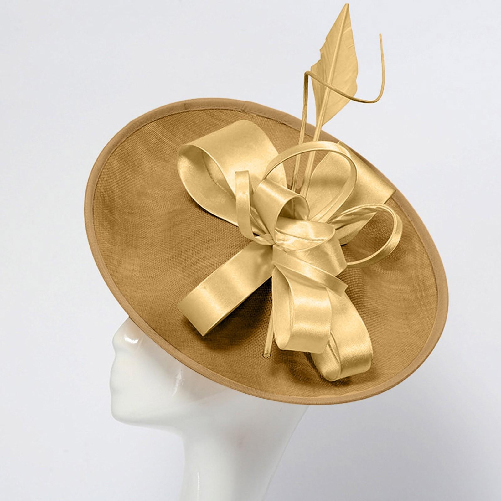 Женские шляпки-фасинаторы, шляпка для чаепития, винтажная шляпка, повязка на голову для коктейля, большая однотонная модная изысканная головная повязка One Size