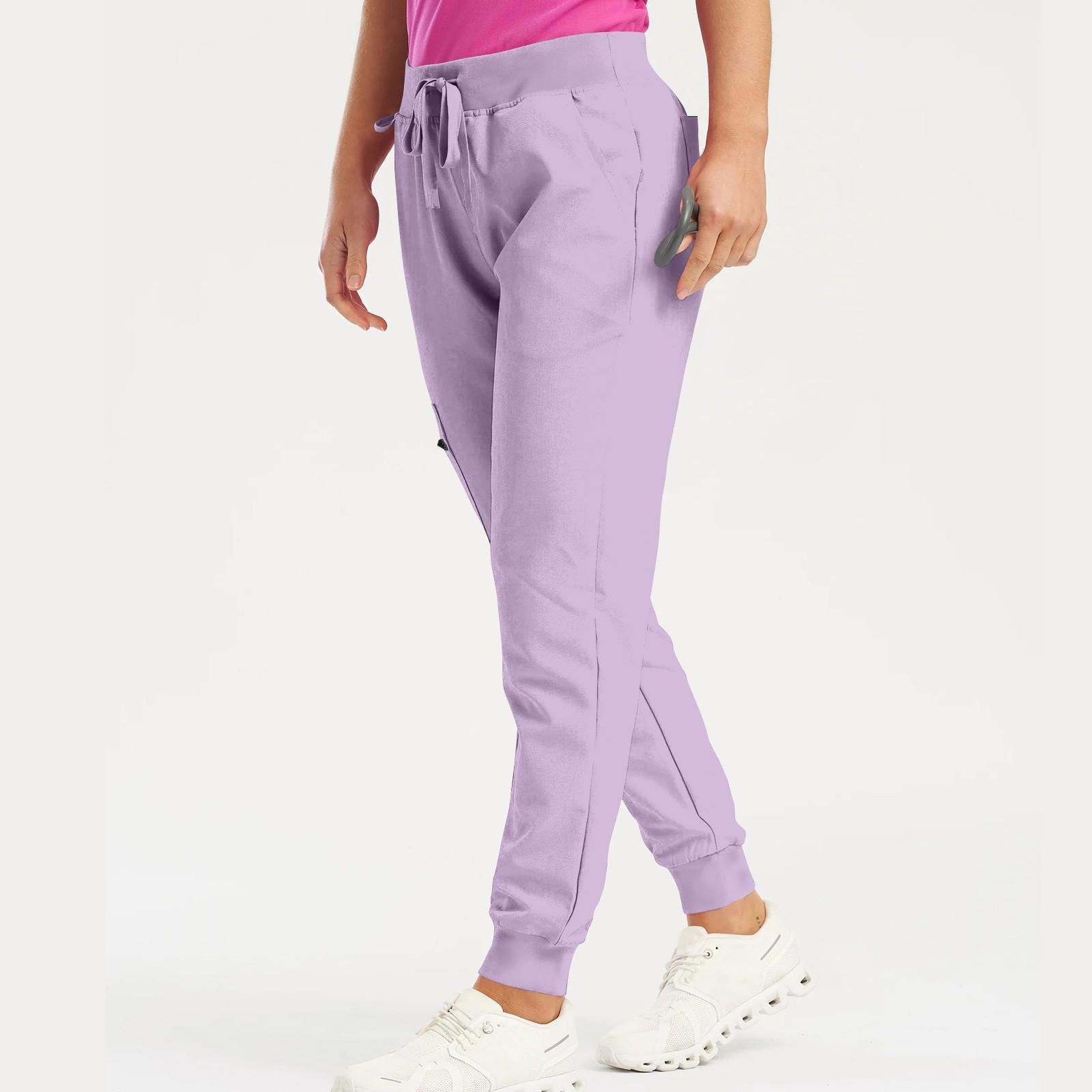 

Женские брюки, однотонные повседневные спортивные брюки с карманами и беговыми брюками на шнурке XL фиолетовый