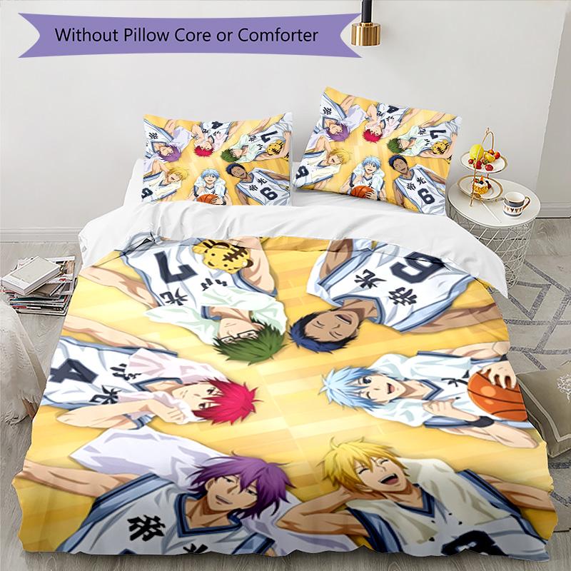 3pcs Kuroko's Basketball Design Cover Set - HD Printed Bedding with 1 Cover and 2 Pillowcases - Perfect for Home and Dorm Decor