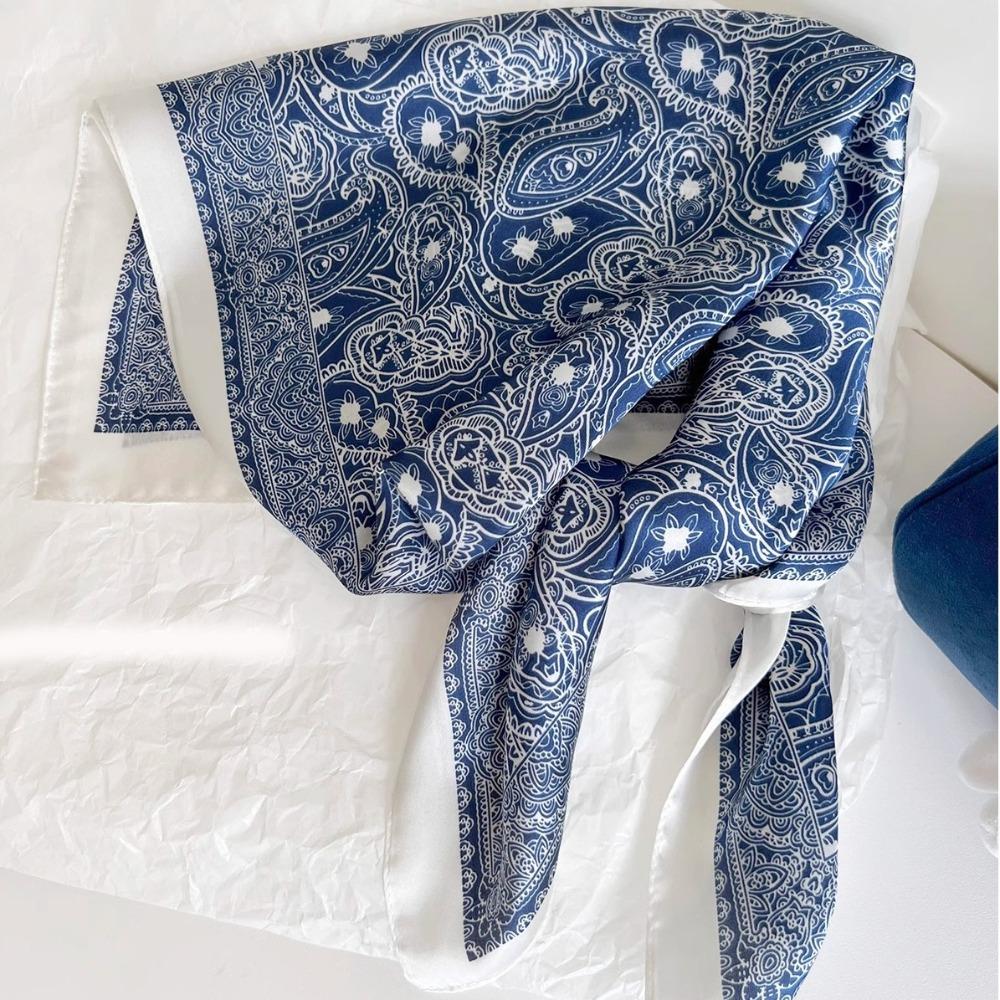 Fashionable 70×70cm Women Silk Scarf Square All-Match Print Wrap Headkerchief Small Satin Streamer Female Hijab Bandana