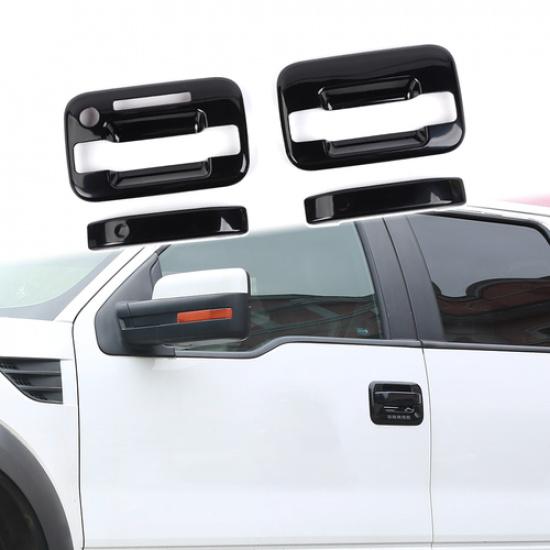 For 2004-2014 Ford F150 Black 2 Door Handle Covers F-150 Trim W/O PSKH W/KPH
