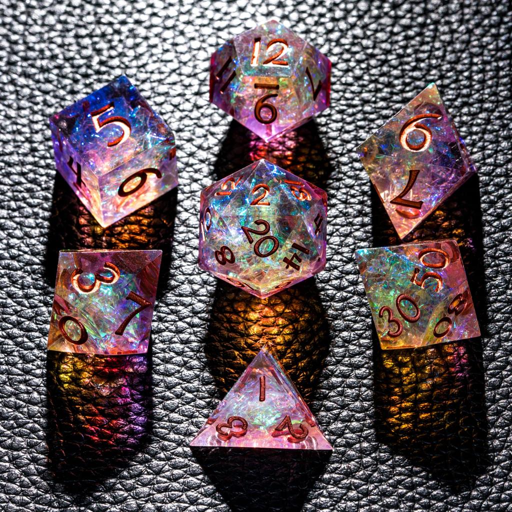 Cusdie Unique DND Dice Sharp Edges D4 D6 D8 D10 D% D12 D20 Polyhedral Dice Set for Dungeons&Dragons Tabletop Role Playing Games