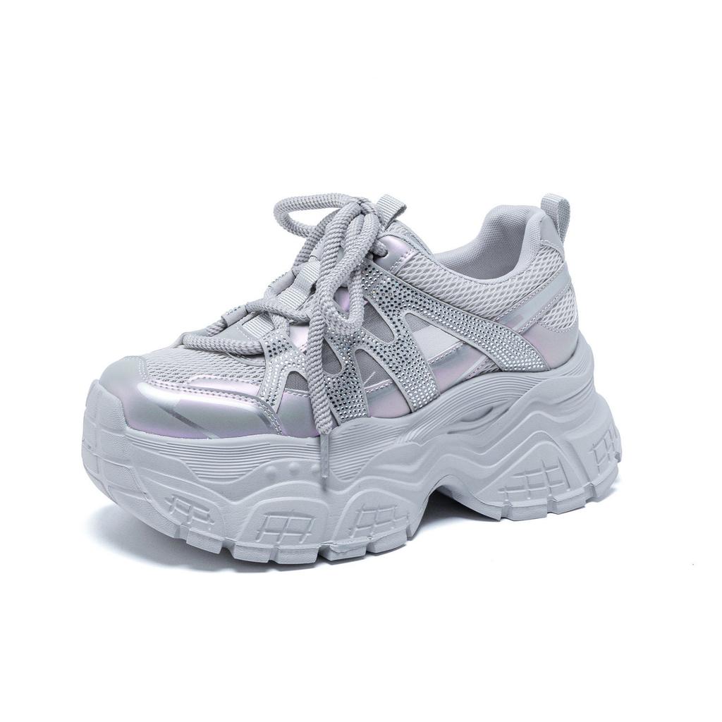 2681 European Mesh Breathable Rhinestone Dad Shoes Women Ins2026 Summer New Platform Casual Shoes