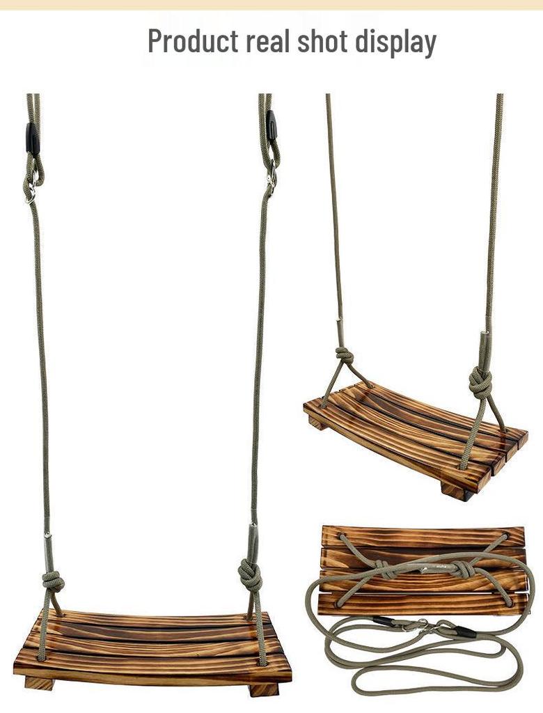 Solid Wood Anti-Corrosion Curved Swing for Children (Indoor/Outdoor)