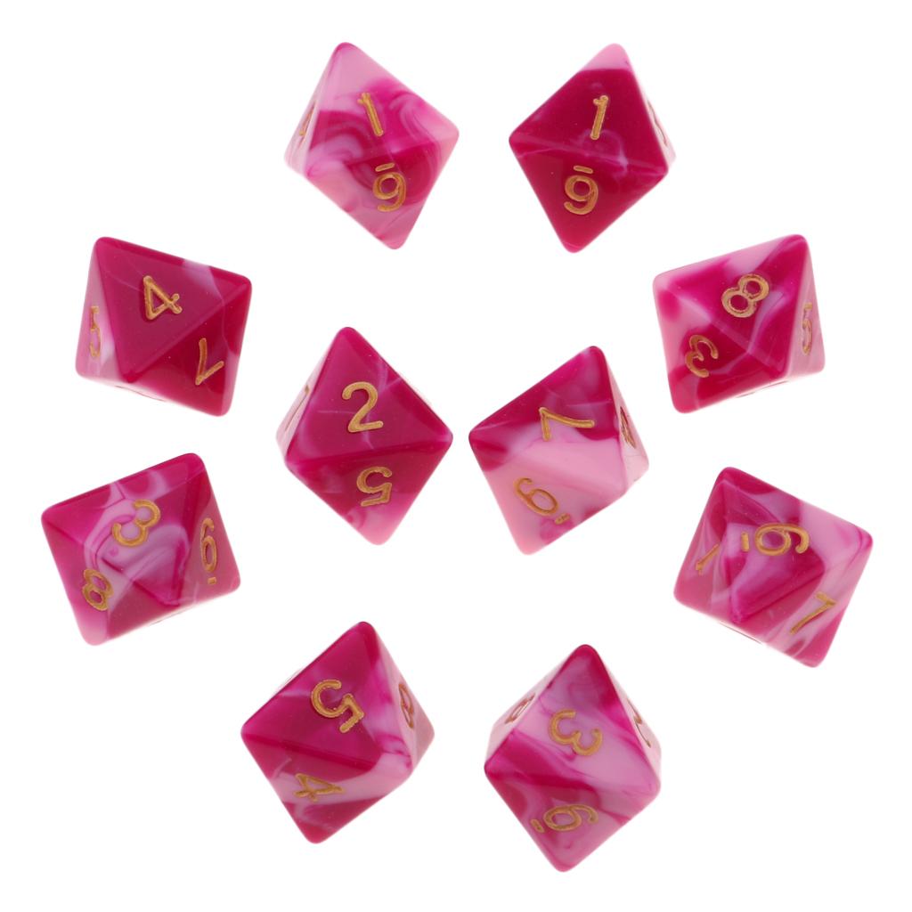 10 Pieces Polyhedral Dice Collection Multi-sided Dice D8 for TRPG D Dragons Game 8-sided Dice Collection
