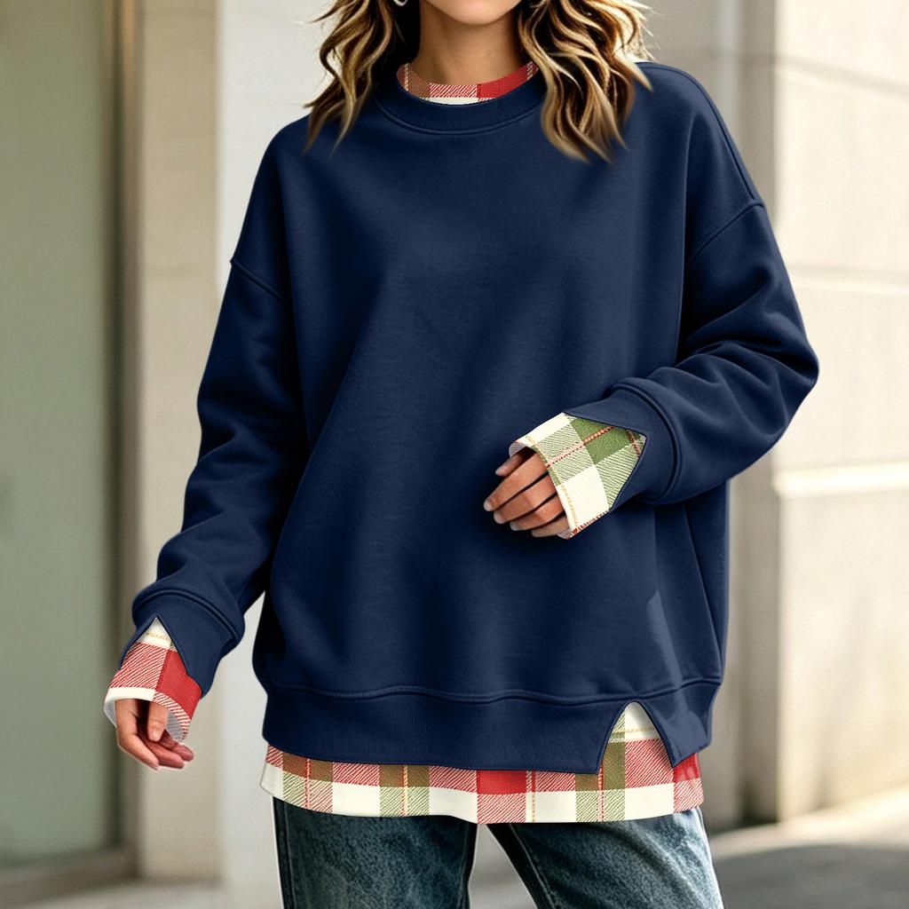 Damen Casual Langarm Sweatshirt Lockerer Pullover Top
