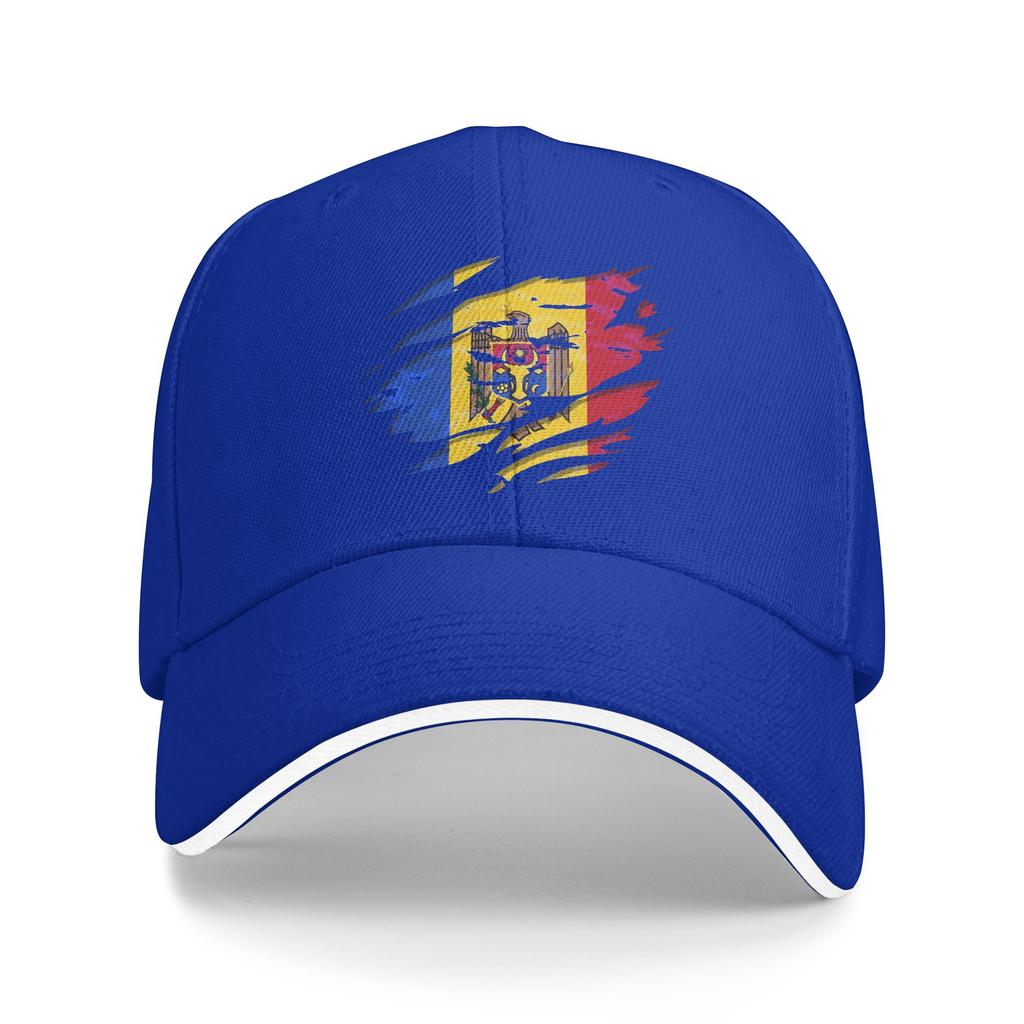 Ripped Rip Open Moldova Flag Palm Baseball Cap Tennis Skate Sun Visor Trucker Hat Couple WomenFashion Print Baseball Caps