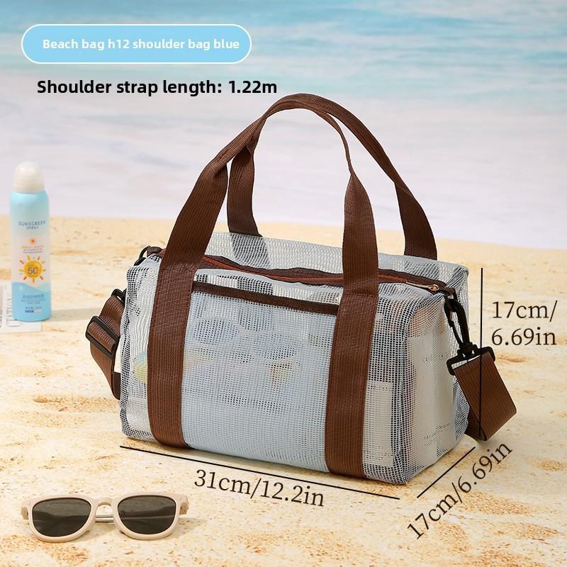 Beach Resort Mesh Tote Bag With Large Capacity For Swimming And Travel Storage