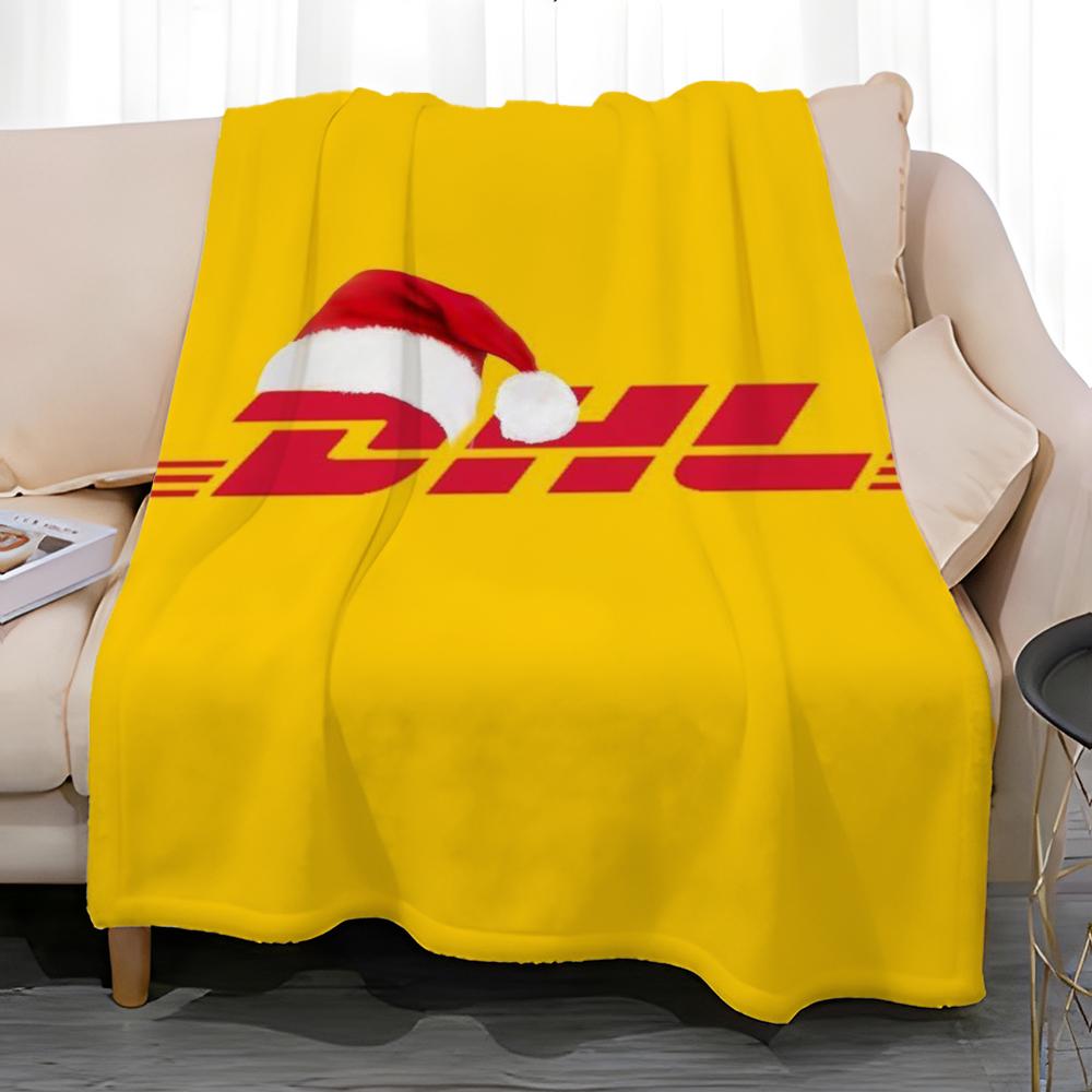 Beliebte Logistikmarke DHL Express Weiche Korallenfleece-Decke 310 g/m² Flauschig Warm zum Werfen für Sofa Bett Couch Schlafzimmer Dekor