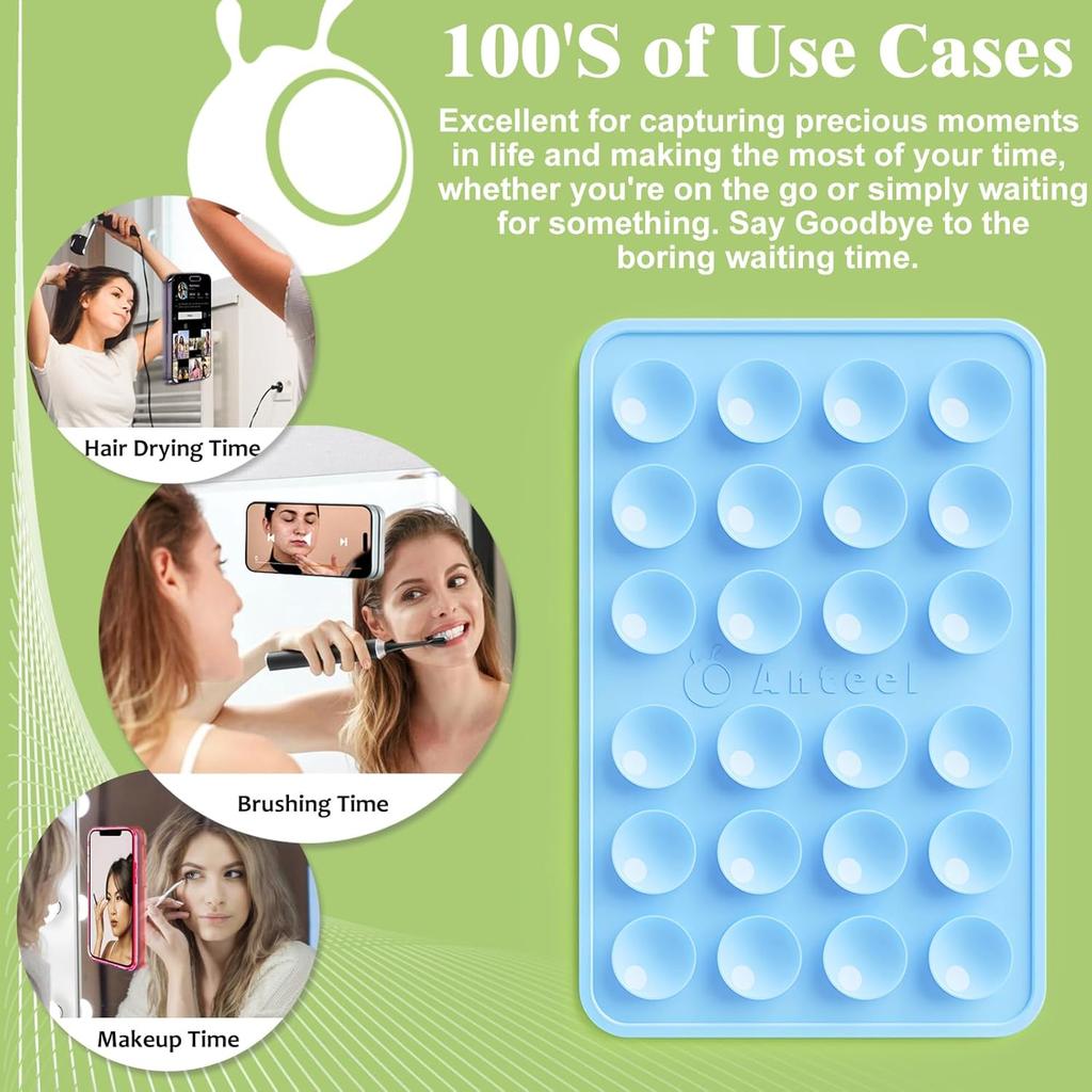 Anteel MAX-Sized Silicone Suction Phone Case Adhesive Mount, Durable, Hands-Free Sticky Phone Holder, Upgraded Thickened and Enhanced Suction Power