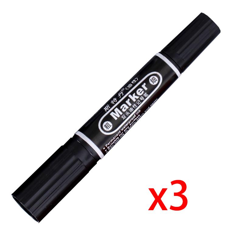 Double-Ended Oil-Based Markers,Large-Tip Pen Refillable High-Capacity Logistics Marker, 6mm-1mm Nib,Quick-Drying,Non-Erasable
