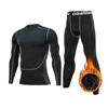 Mallas y camiseta de manga larga con forro polar para hombre: alta elasticidad, secado rápido para entrenamiento de baloncesto y fútbol.