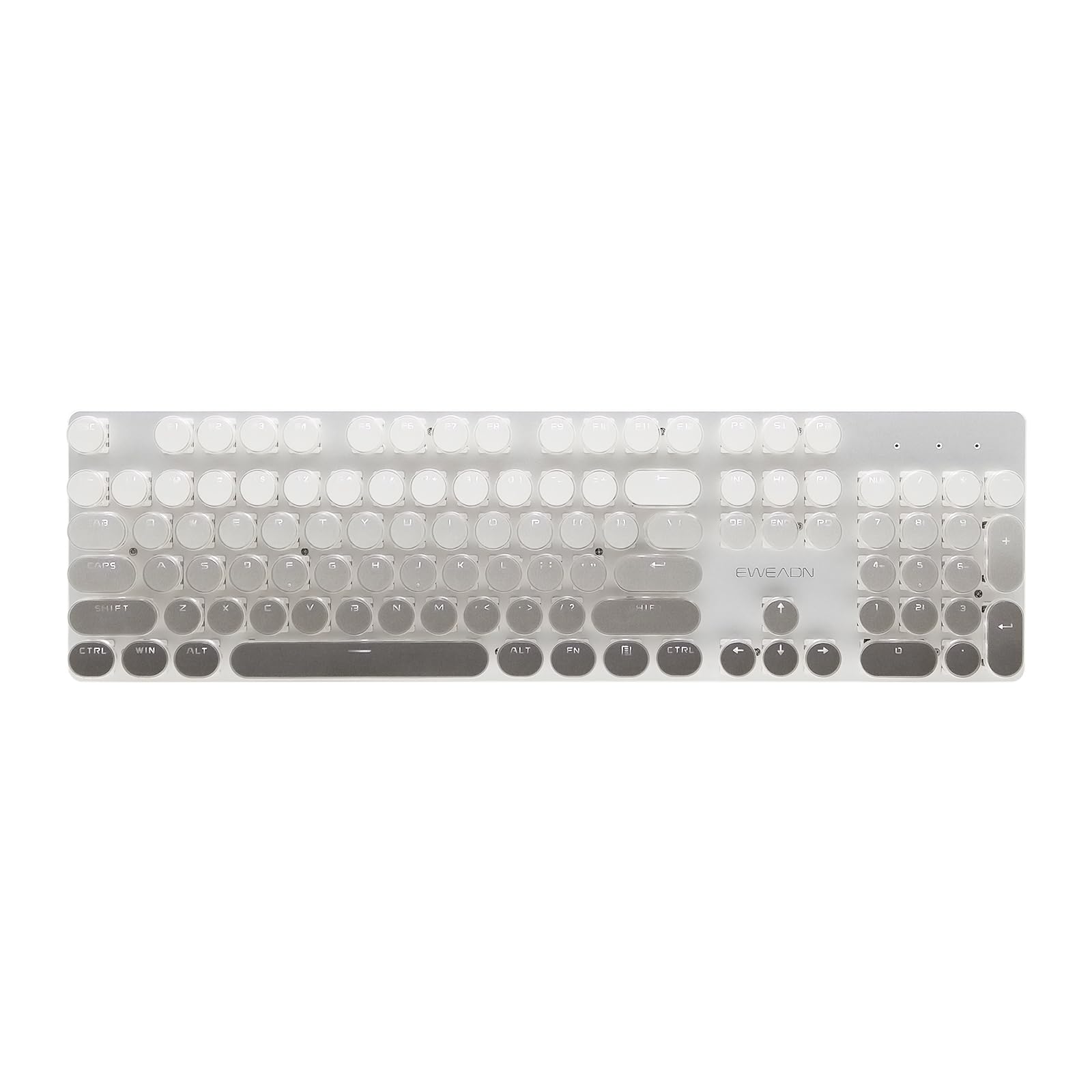 

EWEADN V30 Typewriter Mechanical Gaming Gradient All Keys with LED Luminous Compatible with for Office 104 English White Axis Silver Keyboard,