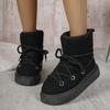 Fashion Fashion Lace Up Design Platform Womens Snow Boots Winter Faux Fur Flats Wool Warm Cotton Shoe Anti-slip Short Boot Botas