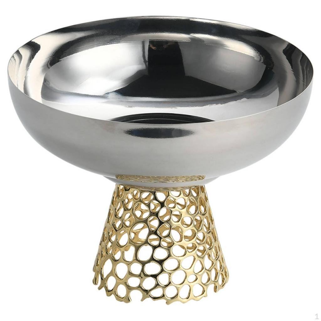 Fruit Bowl with Pedestal Stainless Steel MirrorPolished for Dining Table, Kitchen,