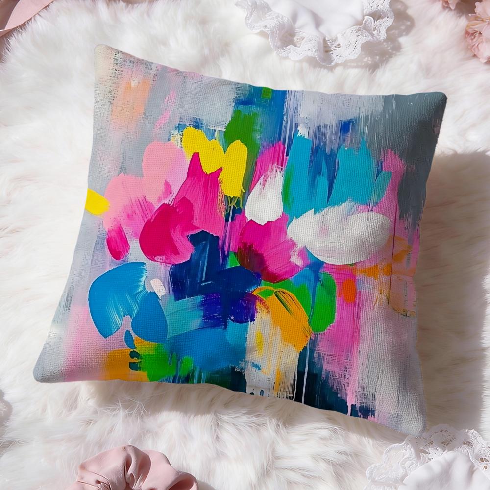 Color Paint Cushion Cover Premium Comfort Reversible Pillow Cove -Two In One Design for Any Room & Car Interior