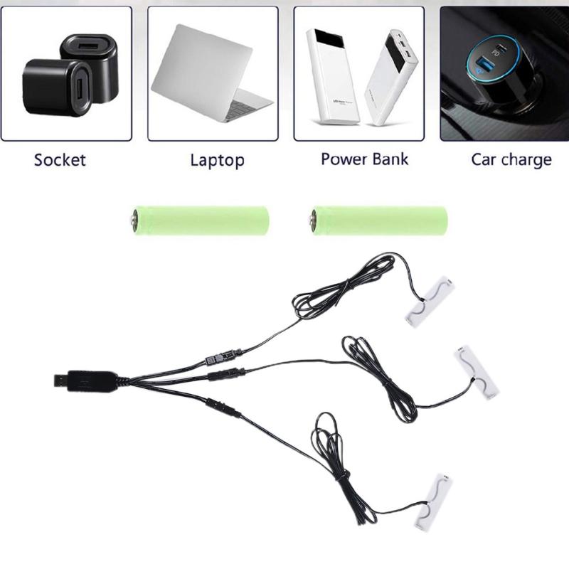 110cm 3in1 AA Battery Eliminator USB Powered for Toothbrush Toy Flashlight Clock Walkie Talkie Christmas Strip Light