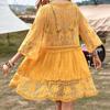 Bikini Cover Up Lace Hollow Out Summer See Through Sun Protection Swimwear Tunic for Beach