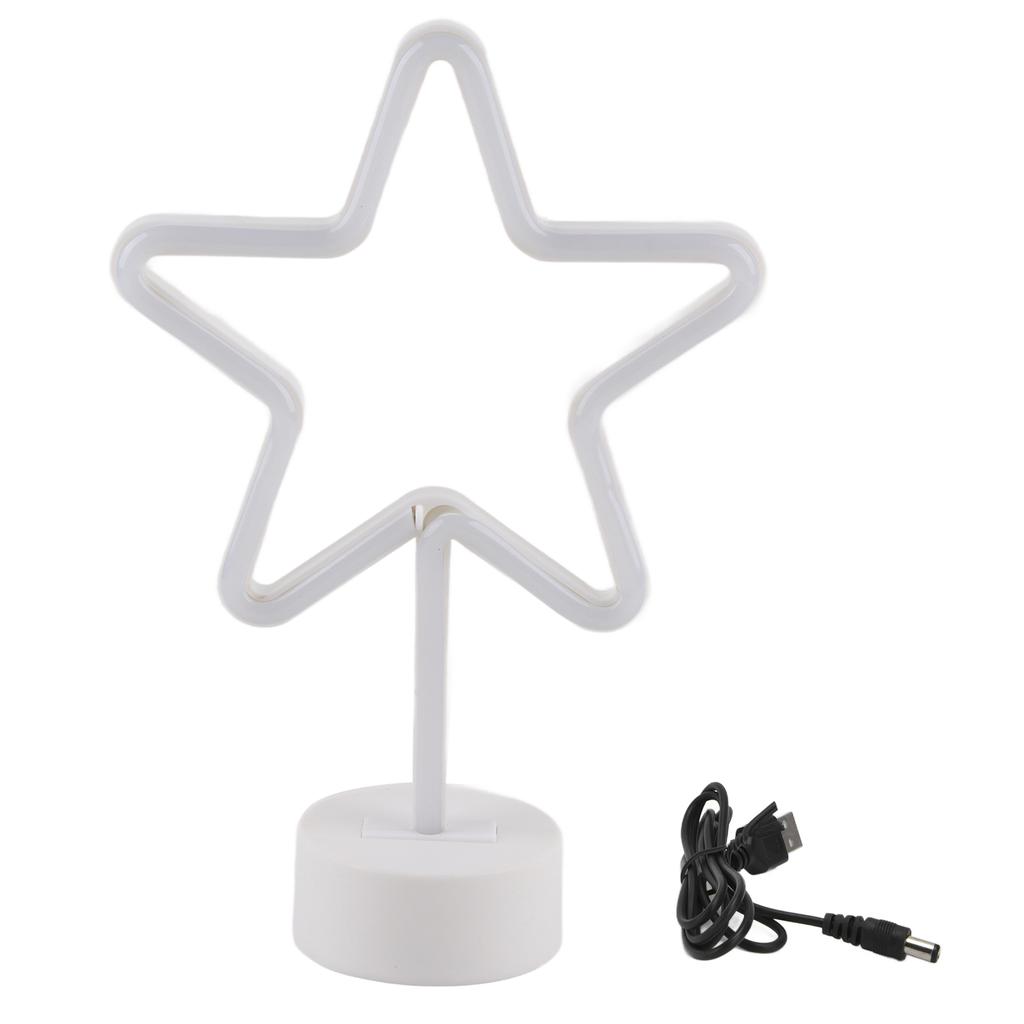 LED Desk Lamp USB Five Pointed Star Warm Light Neon Sign Bedroom Bar Holiday Decoration Light