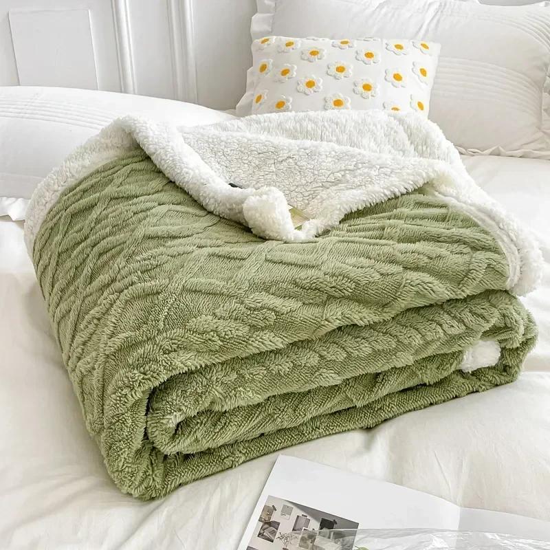 Plaid-Bettdecke für Kinder und Erwachsene, warme Winterdecken und Überwürfe, dicke Woll-Fleece-Überwurf, Sofa-Bettdecke, Bettdecke, weiche Tagesdecke