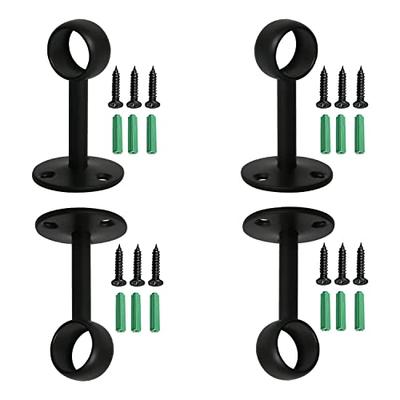 Ohamtes 4-Piece Stainless Steel Matte Black Flange Rod Bracket for 19mm (3/4") Pipe Hole Diameter, Curtain Rod, Shower Curtain Rod Ceiling Mount Brack