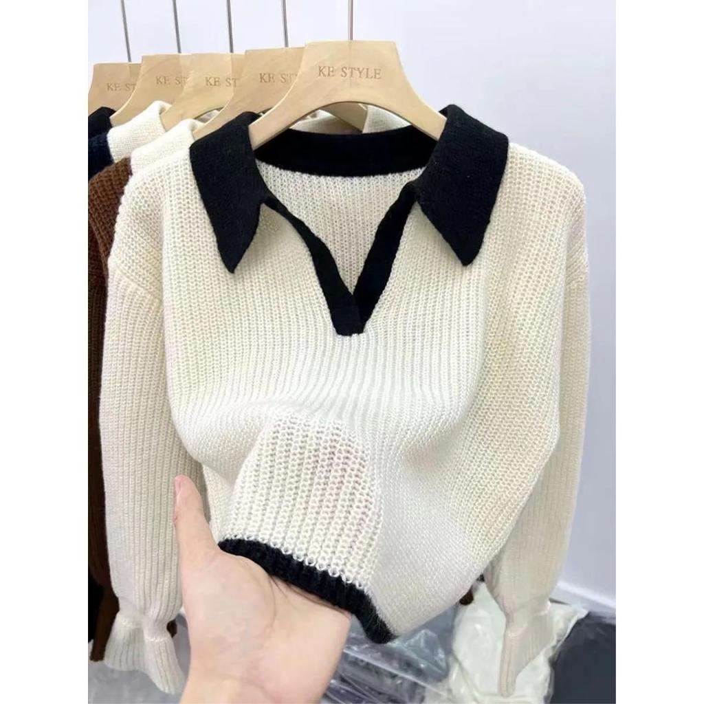 Maglione lavorato a maglia da donna Autunno Inverno Design Elegante Stile Pigro Morbido Top Sottile