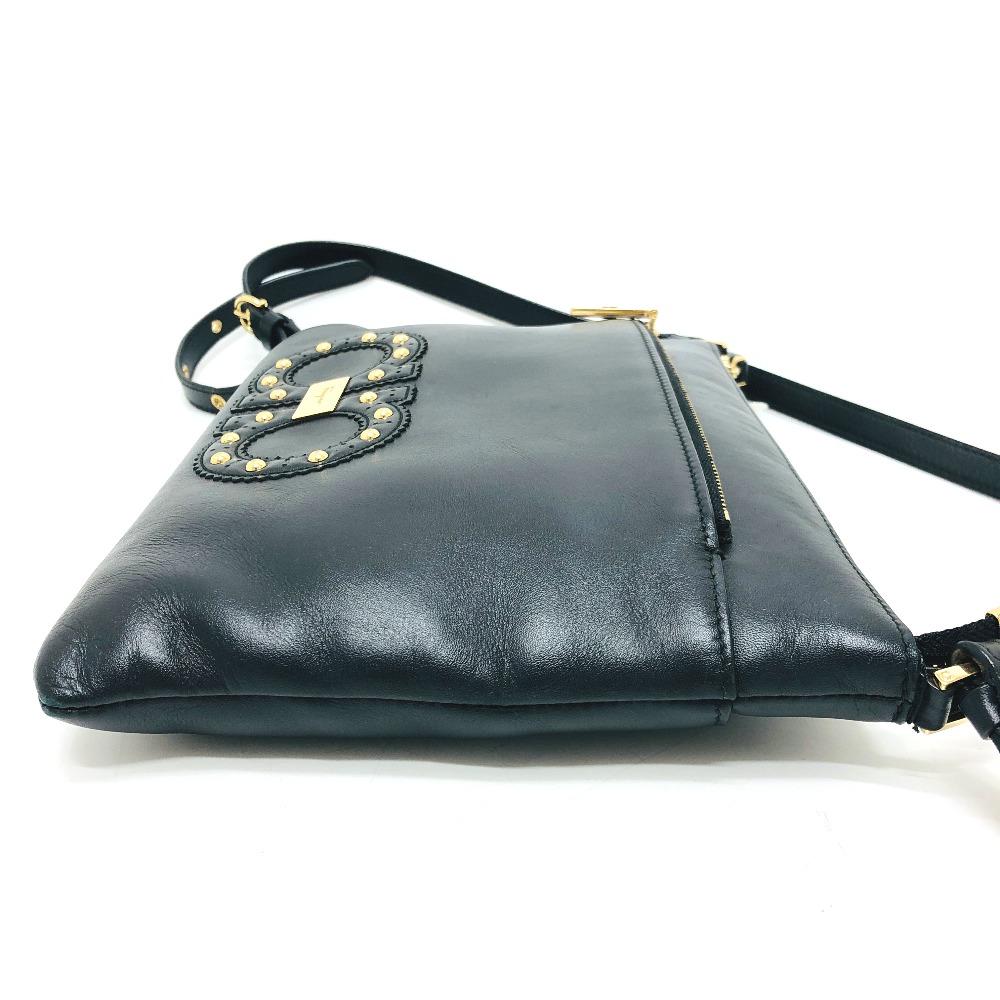 Salvatore Ferragamo Gancini Bag Shoulder Bag Leather Black/GoldHardware