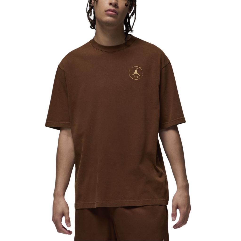 Jordan X Solefly Collaboration FW24 Minimalist Comfortable Soft Short Sleeve T-Shirt Men Tops Brown HM5037-259