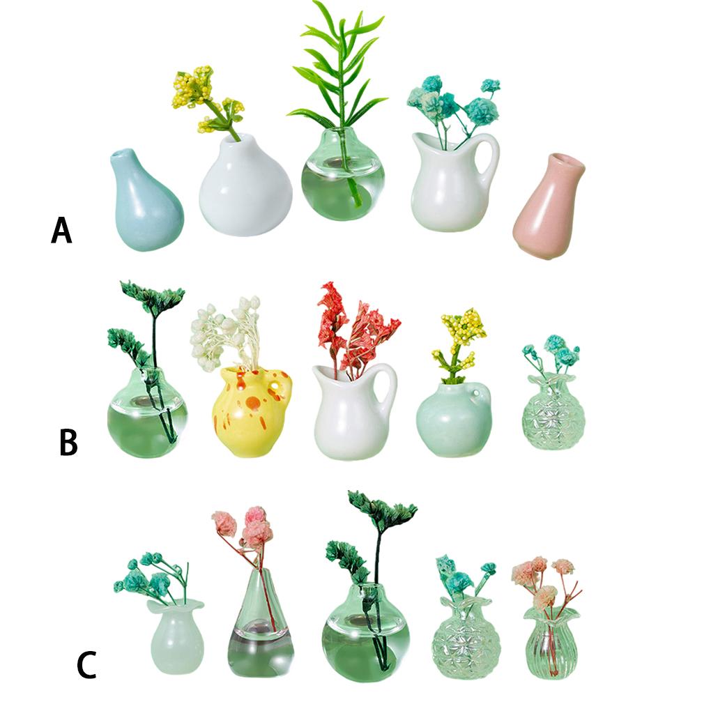 5PCS Ceramic Vase Refrigerator Magnet Mini Flower Arrangement Nordic Personality Home Photo Message Board Stickers Decor Diy Toy