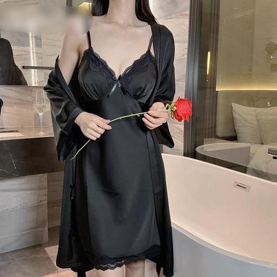 Silky Lace Deep V Nightgown - High-End Summer Sleepwear