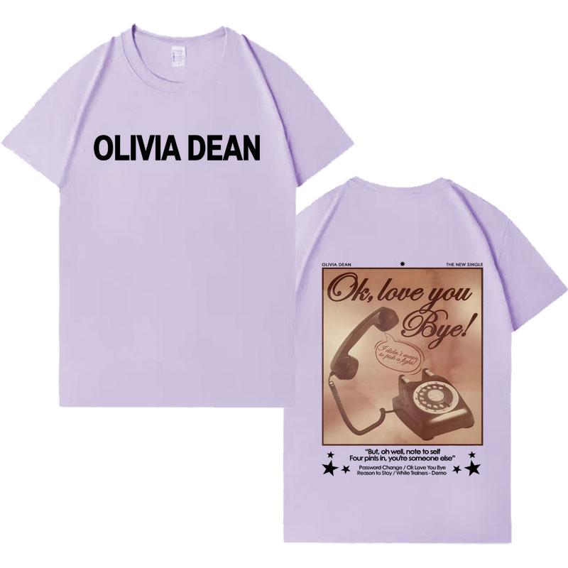 Zpěvačka Olivia Dean Populární Grafické Potištěné Tričko s Krátkým Rukávem Pánské Dámské Hip Hop Oversized Vysoce Kvalitní Bavlna Ležérní Pohodlné Trička