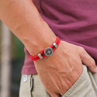 Noter Retro Navigation Compass Bracelet For Men 5 Colors Grade A 4mm Silk Rope Cool Riding Hand Accessories