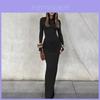 Long Sleeve Bodycon Dress With Ruched Slit For Office And Casual Wear