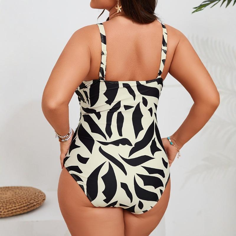 New European and American One-piece Bikini Digital Printing Adjustable Shoulder Strap Fashion Beach Swimsuit Women