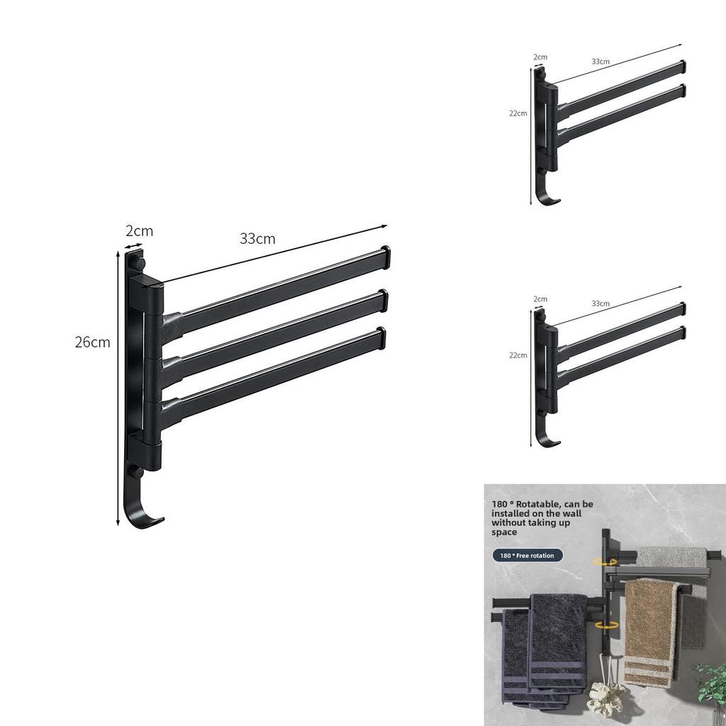 Modern Plastic Adhesive Hook Rack With Rotating Towel Bar For Bathroom And Dorm Use