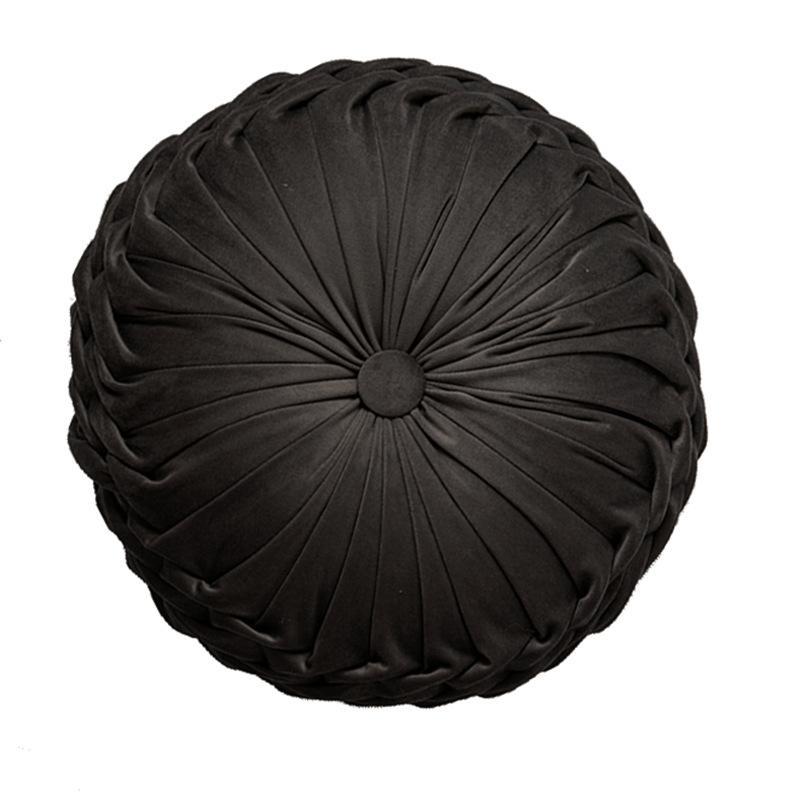 Pernă pentru pernă din catifea de lux europeană, țesătură rotundă, lucrată manual, plisată, cu roți, dovleac, 35 cm