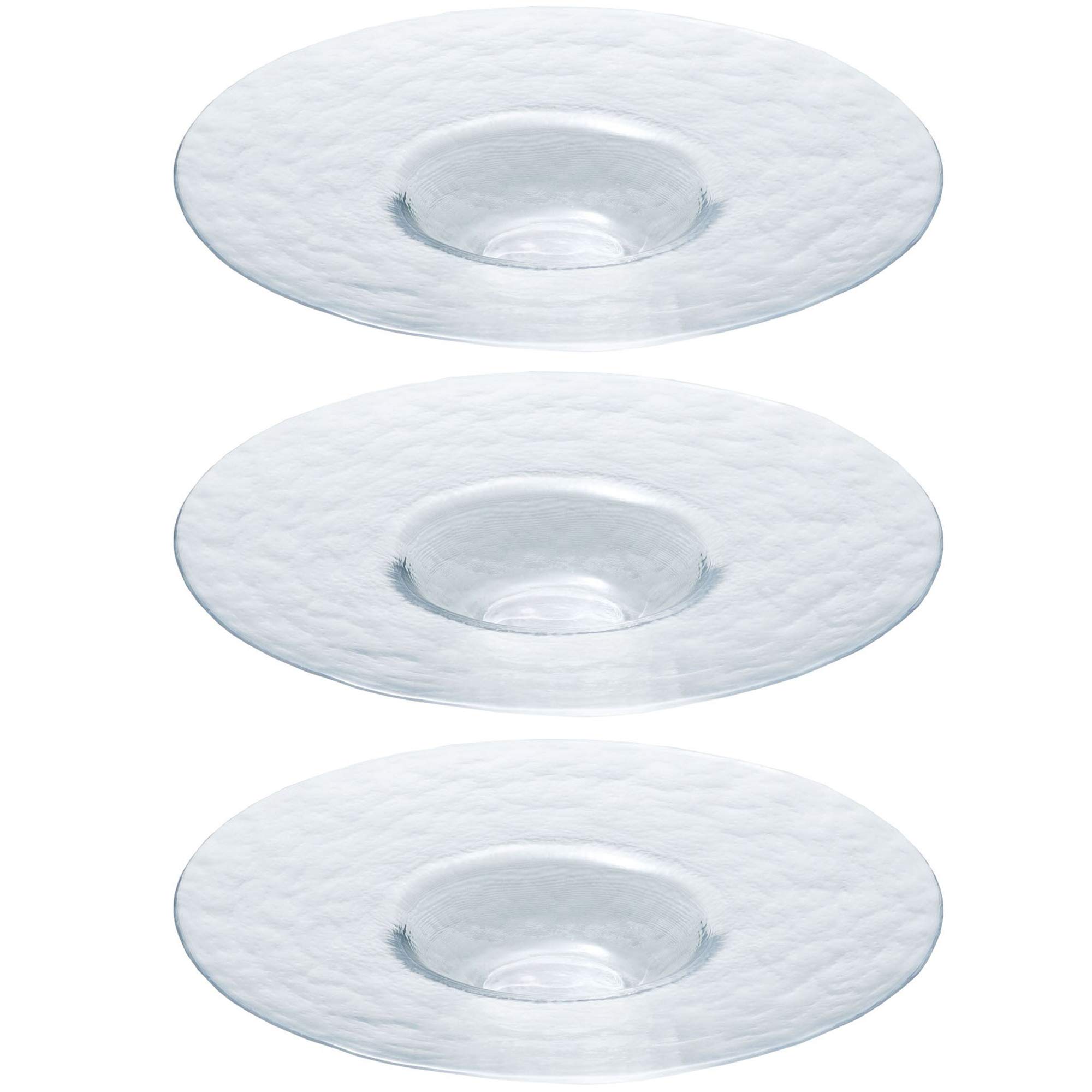 Toyo Sasaki Glass Orbit Rimmed Bowl Plate 270 of Made in Japan Large Round Glass Tableware 46155 (Set 3) - - Plate, Plate, Dish, Plate, -
