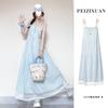 Temperament Thin Blue Sleeveless Dress Children's Summer New High-end Seaside Vacation Dress