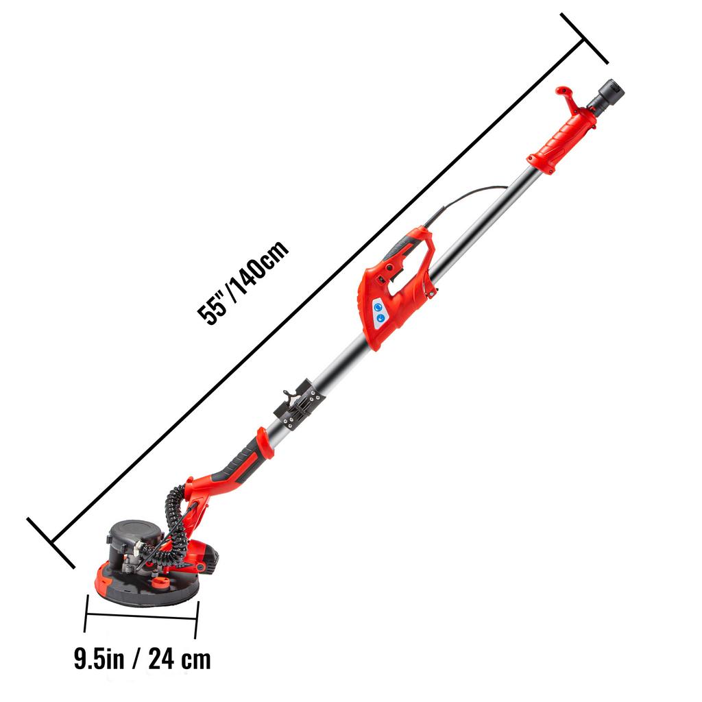 VEVOR Drywall Sander 850W Variable Speed 800-1750RPM Electric Drywall Sander Foldable Sheetrock Sander with Handle Vacuum Bag