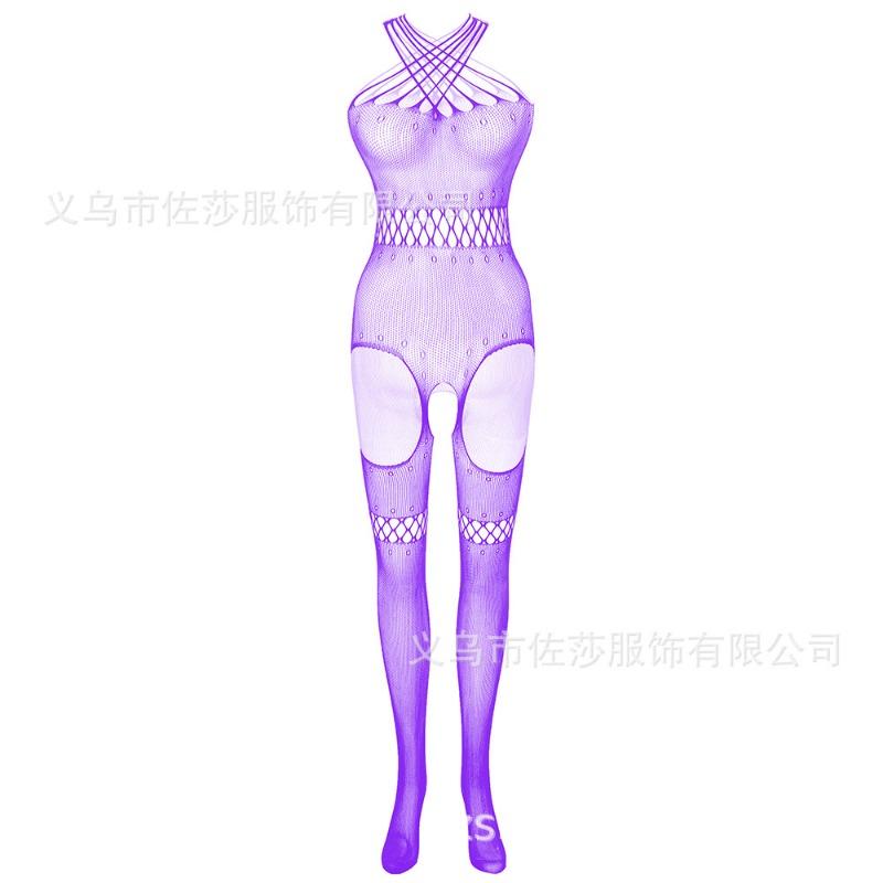 Sex Underwear Sexy Temptation Neck Hollow Open Crotch Transparent One-piece Net Clothes Net Hole One-piece Net Socks
